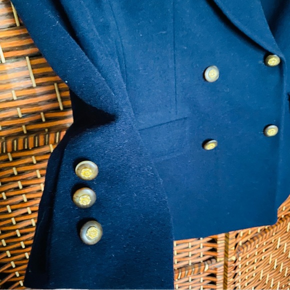 Vintage Bloomingdales by Augustus Navy Blue Wool Blend Oversized Blazer - Picture 3 of 7